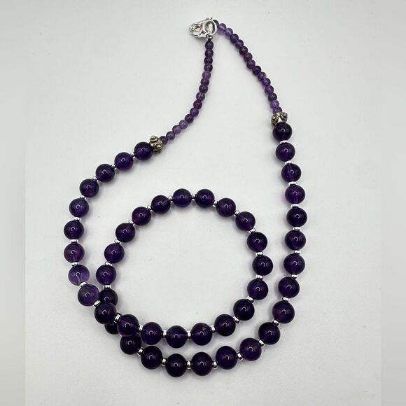 24" Revived! All Amethyst and 925 accent beaded necklace with 925 hardware! - Picture 7 of 13